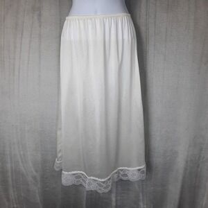 Vtg Wondermaid Off White Half Slip Skirt Lace Trim Medium Coquette Cottage Fairy